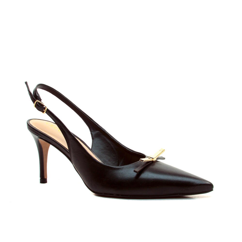 Slingback Couro Preto Salto MÉdio Cecconello 2658009-4 Preto 2