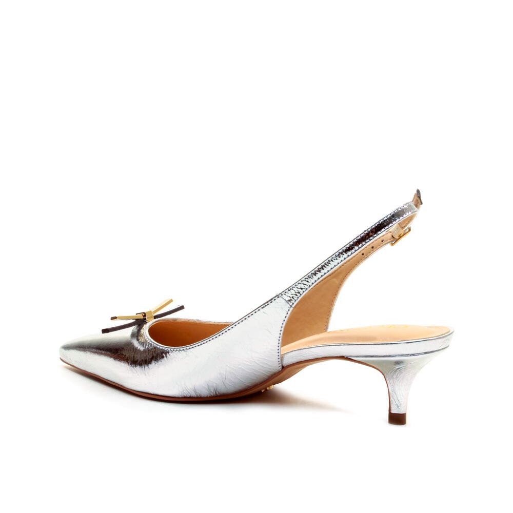 Slingback Couro Prata Salto Baixo Cecconello 2629013-3 Prata 4