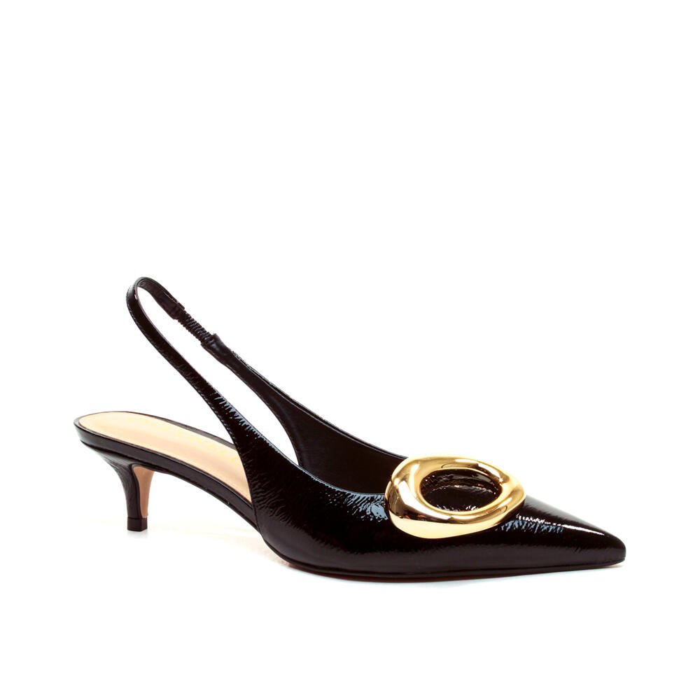 Slingback Couro Preto Salto Baixo Cecconello 2629015-2 Preto 3