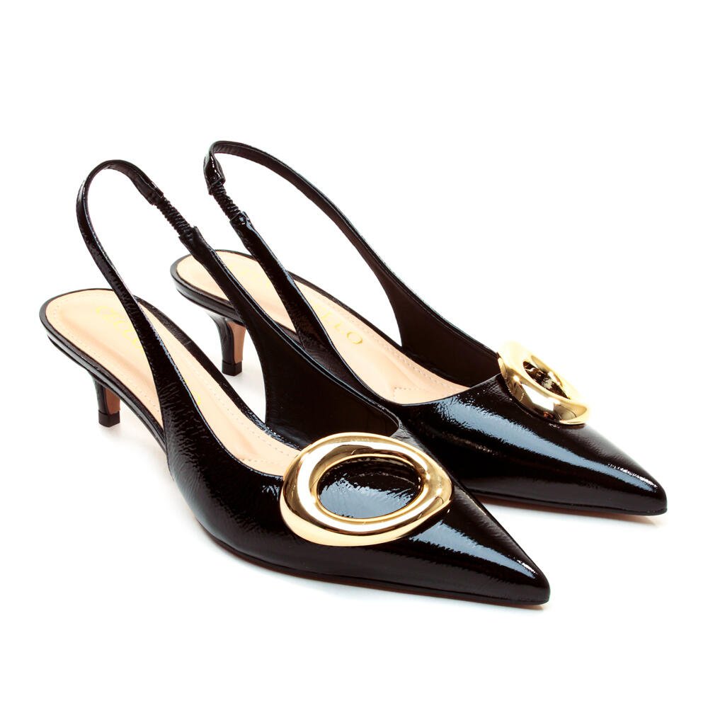 Slingback Couro Preto Salto Baixo Cecconello 2629015-2 Preto 5