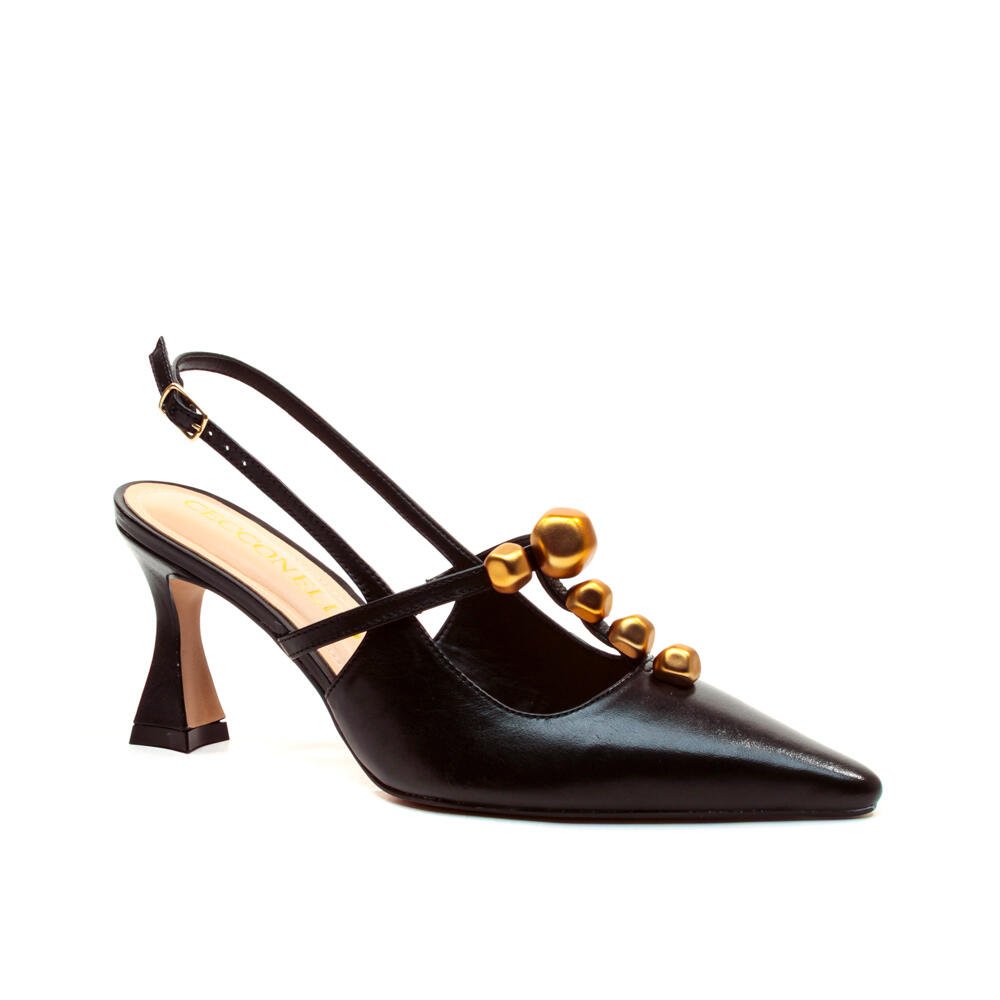 Slingback Couro Preto Salto Médio Cecconello 2632011-3 Preto 3
