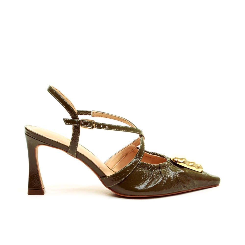 Slingback Couro Verde Salto MÉdio Cecconello 2640009-2
