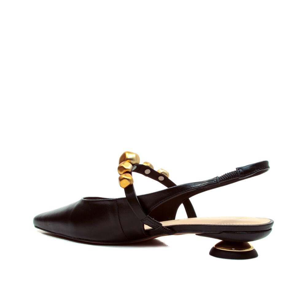 Slingback Couro Preto Salto Baixo Cecconello 2645005-4 Preto 3