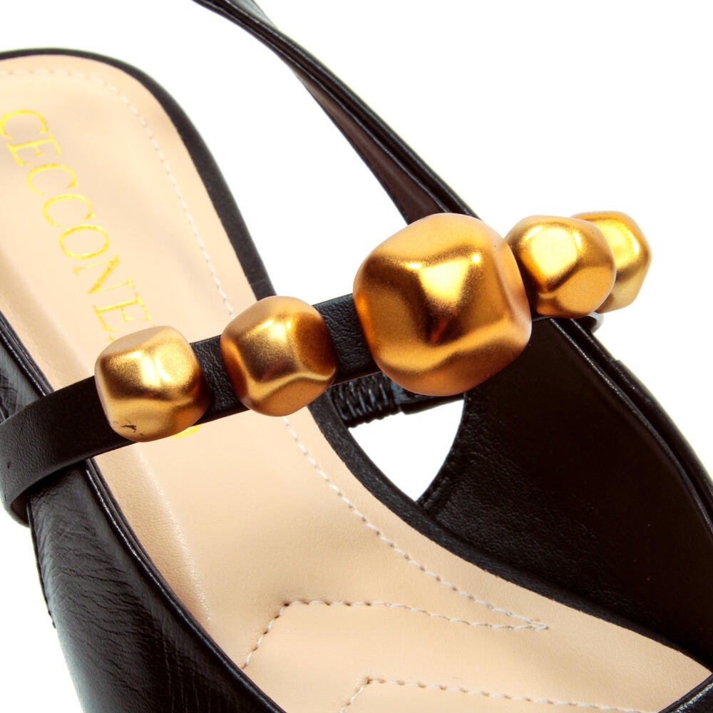 Slingback Couro Preto Salto Baixo Cecconello 2645005-4 Preto 5