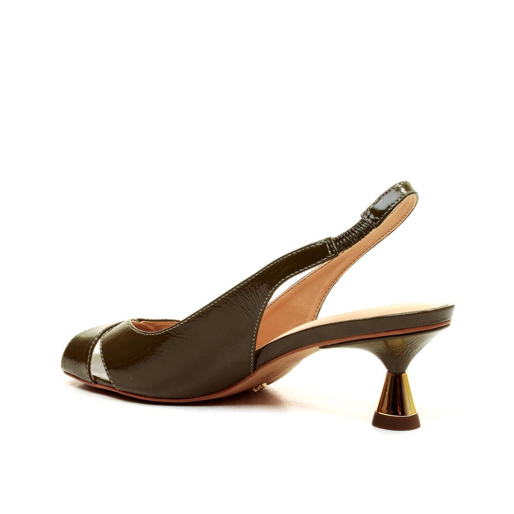 Slingback Couro Verde Salto Baixo Cecconello 2705002-2 Verde 4