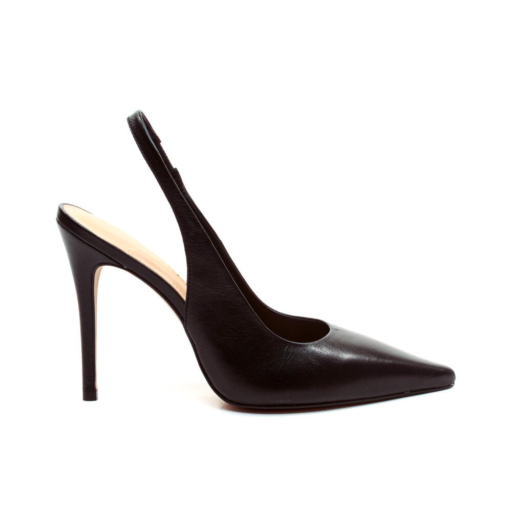 Slingback Couro Preto Salto Alto Cecconello 2706001-2