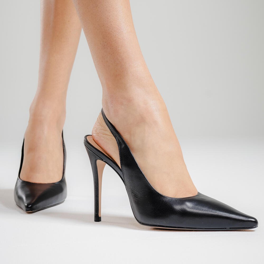 Slingback Couro Preto Salto Alto Cecconello 2706001-2 Preto 2