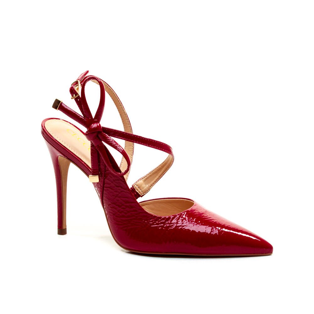Slingback Couro Vermelho Salto Alto Cecconello 2624009-5 Vermelho 2