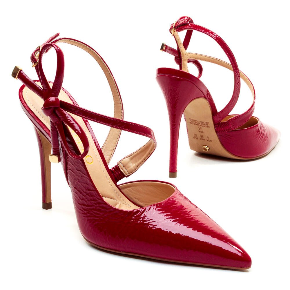 Slingback Couro Vermelho Salto Alto Cecconello 2624009-5 Vermelho 5