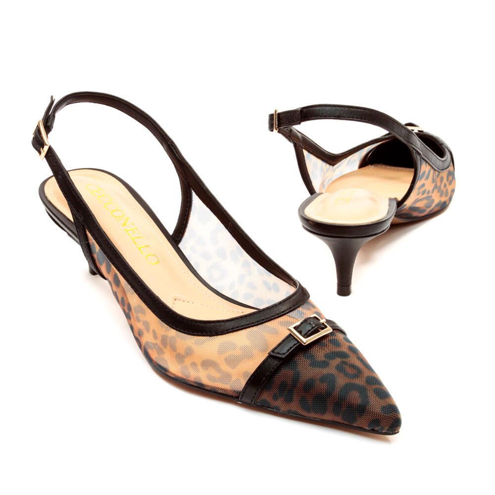 Slingback Couro Preto Salto Baixo Cecconello 2629007-1 Preto 5