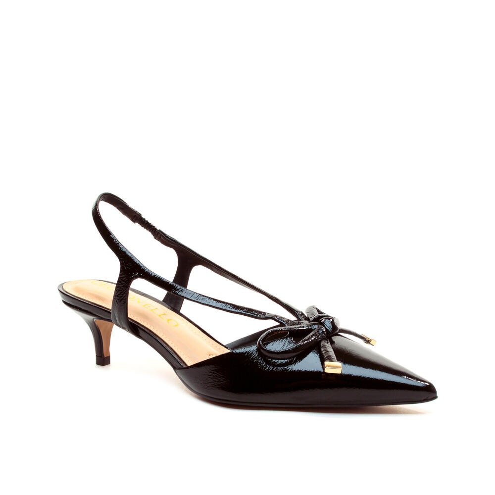 Slingback Couro Preto Salto Baixo Cecconello 2629012-3 Preto 3