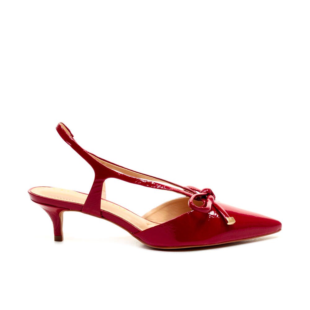 Slingback Couro Vermelho Salto Baixo Cecconello 2629012-6