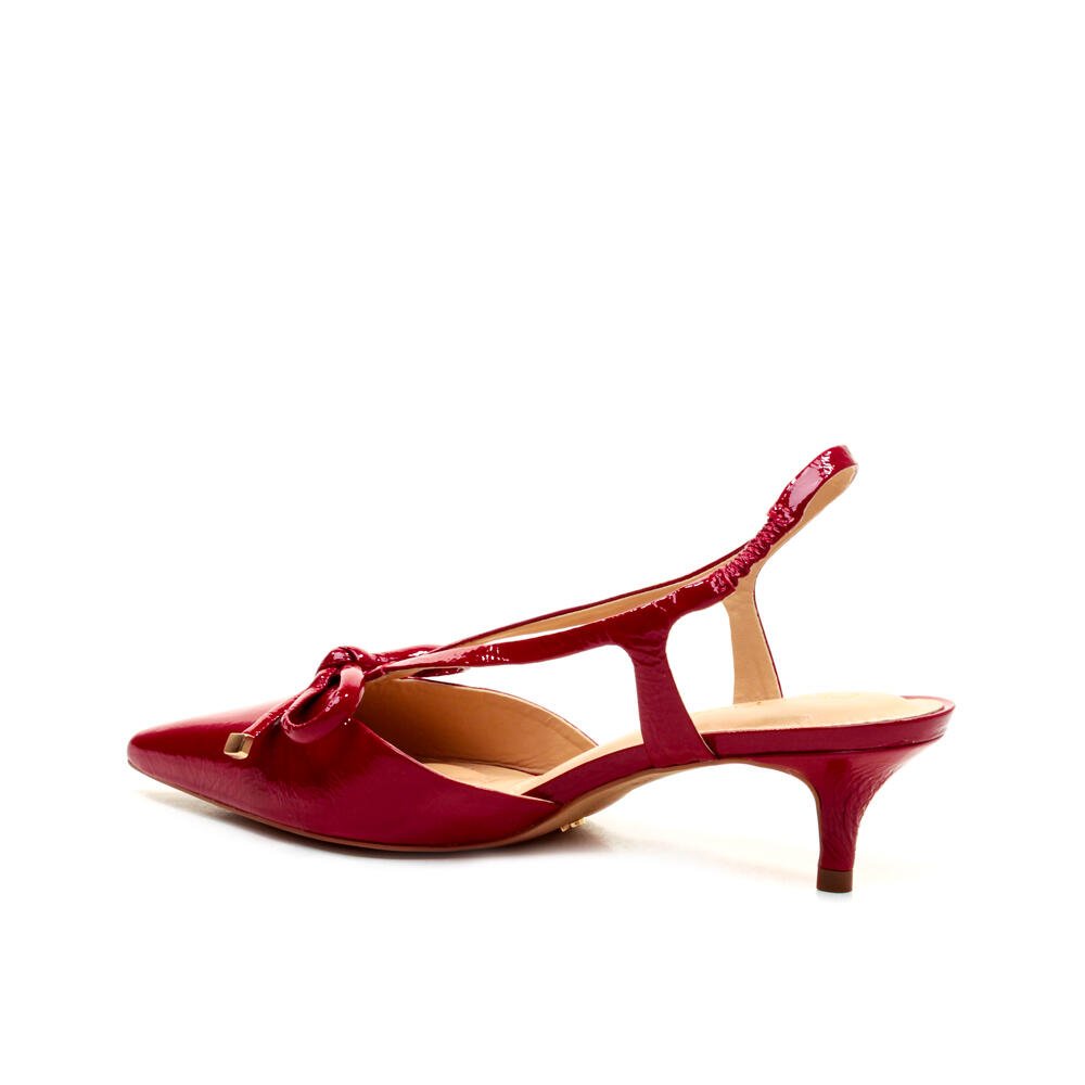 Slingback Couro Vermelho Salto Baixo Cecconello 2629012-6 Vermelho 3