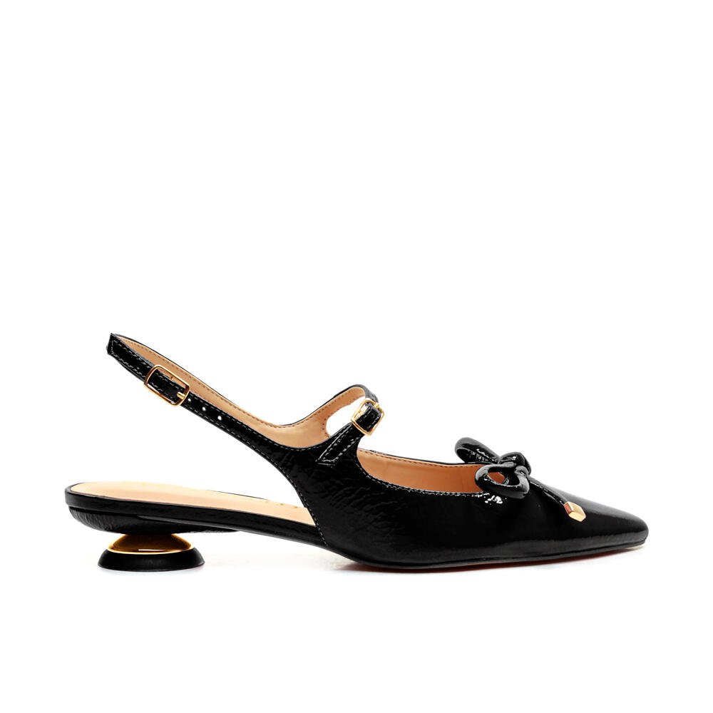 Slingback Couro Preto Salto Baixo Cecconello 2645008-3