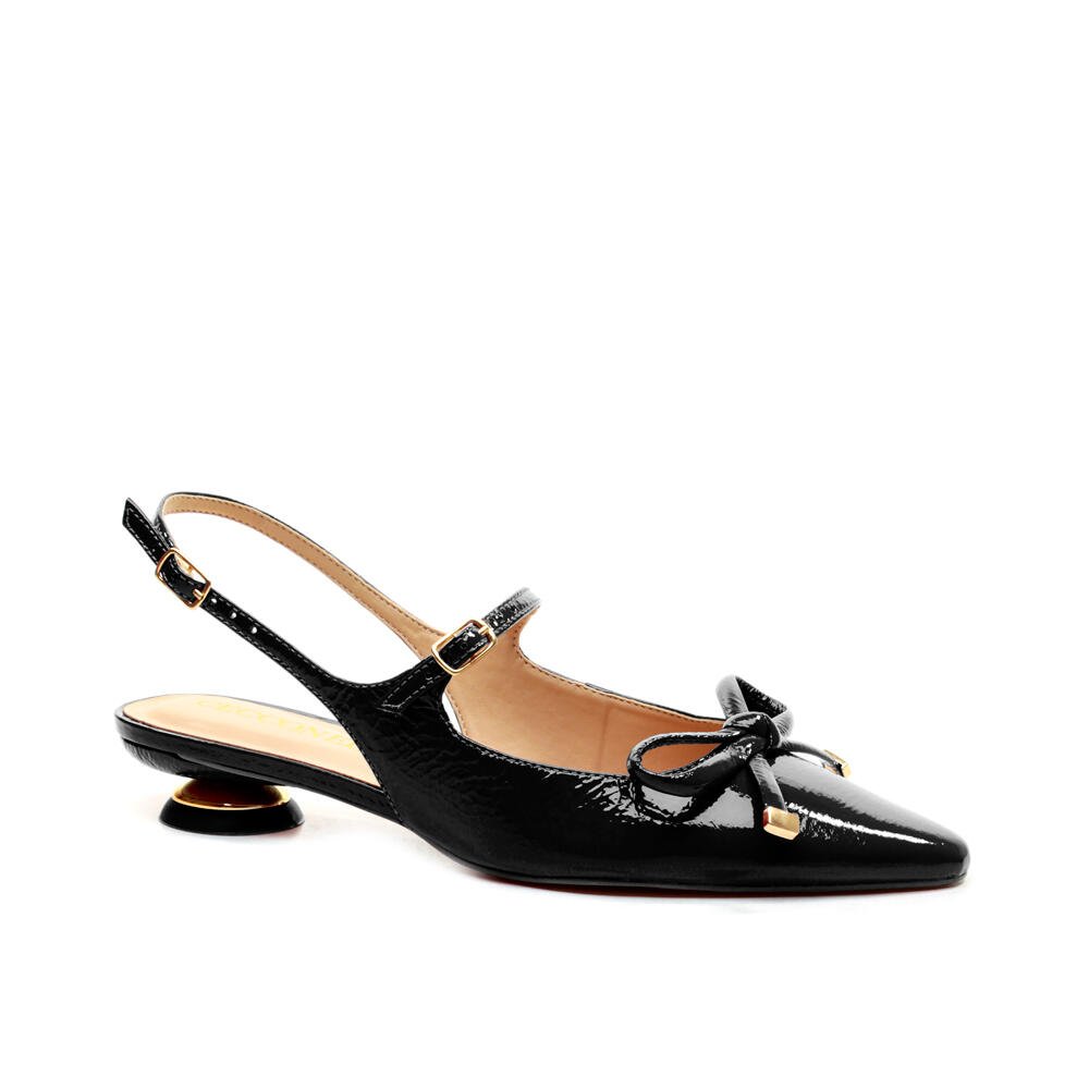Slingback Couro Preto Salto Baixo Cecconello 2645008-3 Preto 2