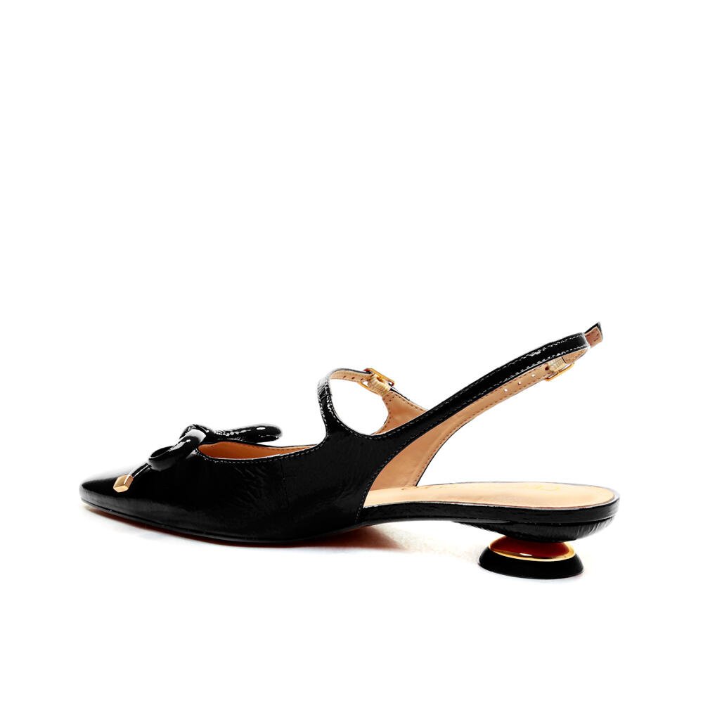 Slingback Couro Preto Salto Baixo Cecconello 2645008-3 Preto 3