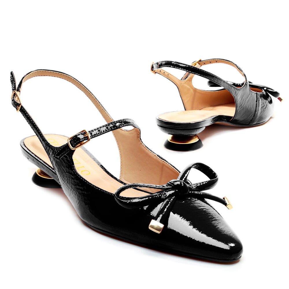 Slingback Couro Preto Salto Baixo Cecconello 2645008-3 Preto 4