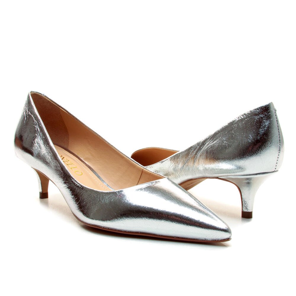 Scarpin Couro Prata Salto Baixo Cecconello 2629001-12 Prata 4