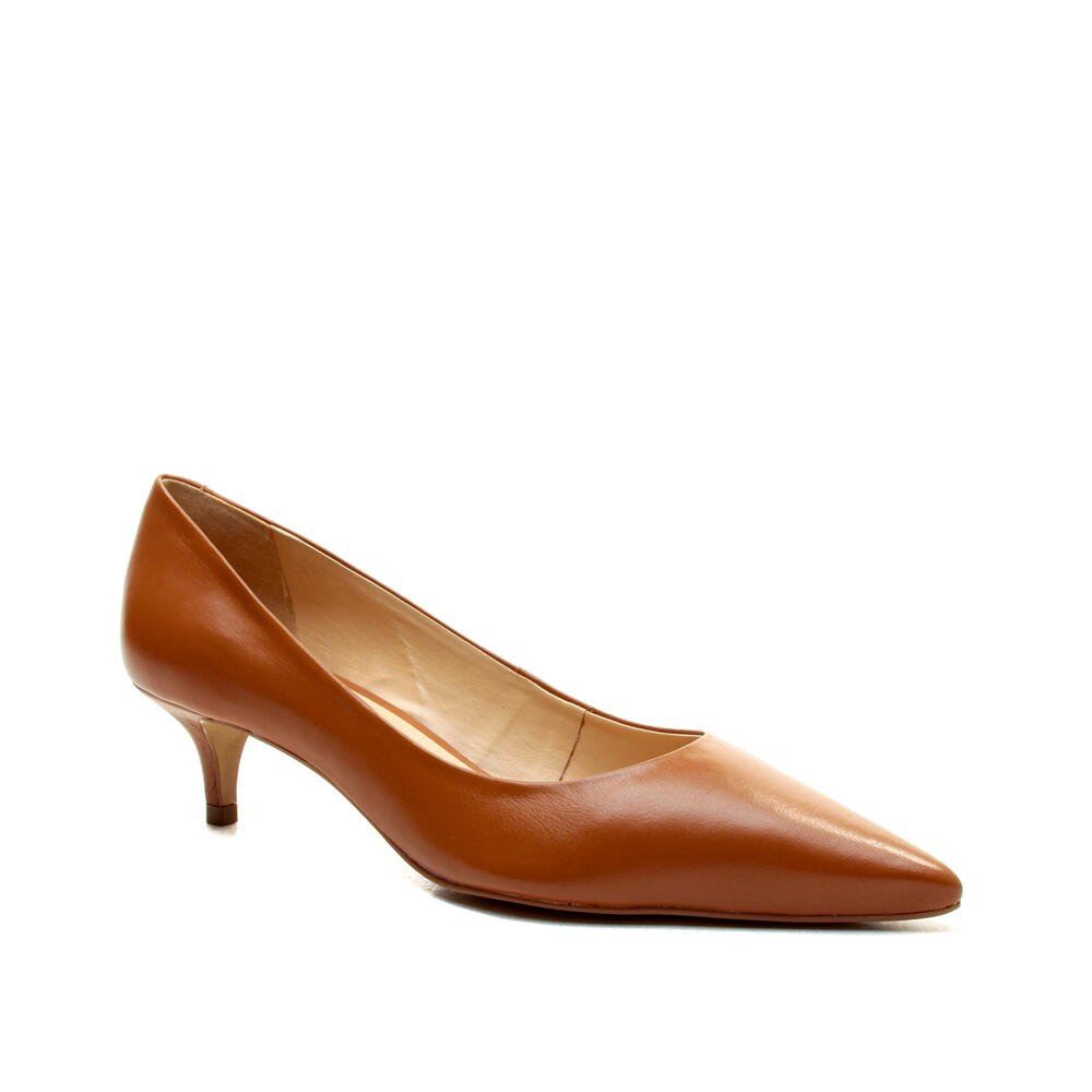 Scarpin Couro Marrom Salto Baixo Cecconello 2629001-13 Marrom 2