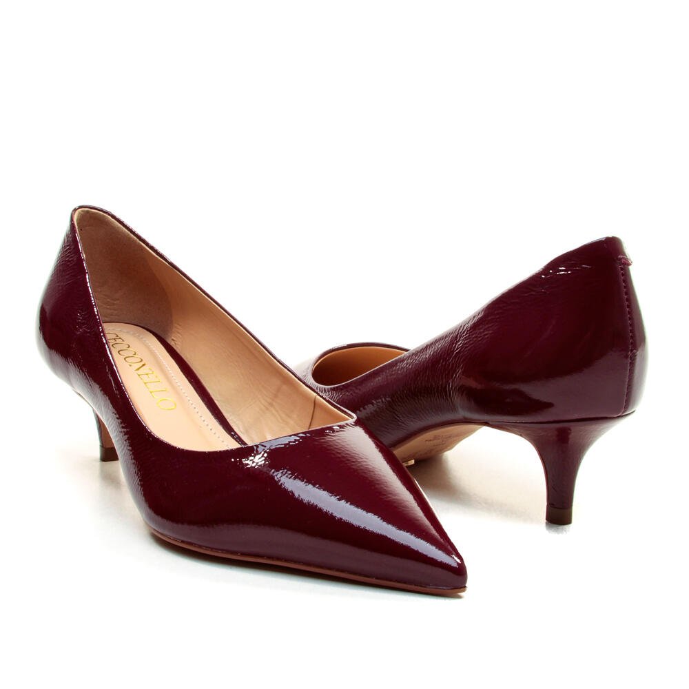 Scarpin Couro Bordô Salto Baixo Cecconello 2629001-15 Bordô 4