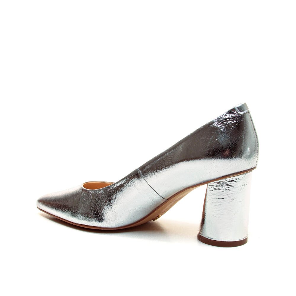 Scarpin Couro Prata Salto Bloco MÉdio Cecconello 2630001-11 Prata 3