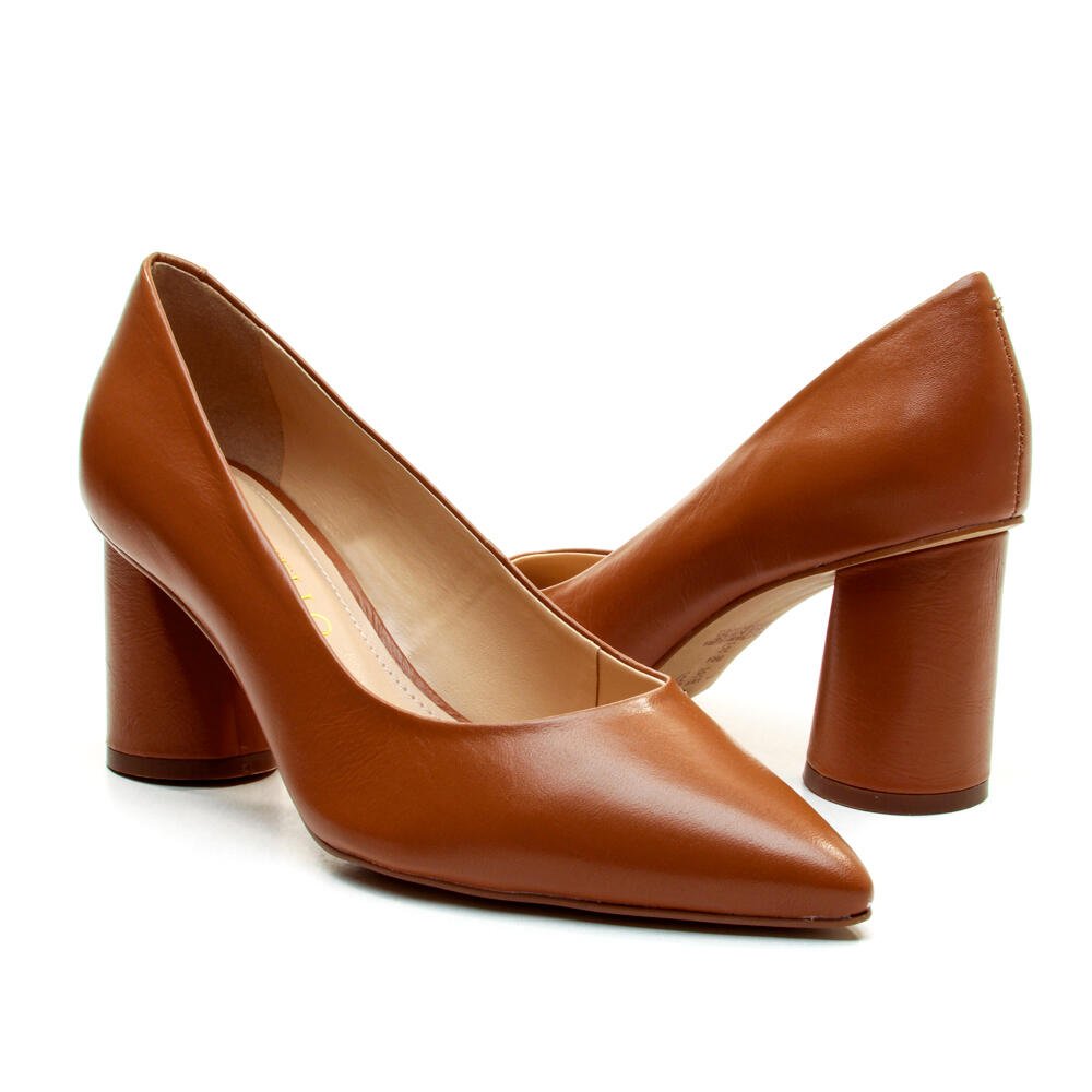 Scarpin Couro Marrom Salto Bloco MÉdio Cecconello 2630001-12 Marrom 4