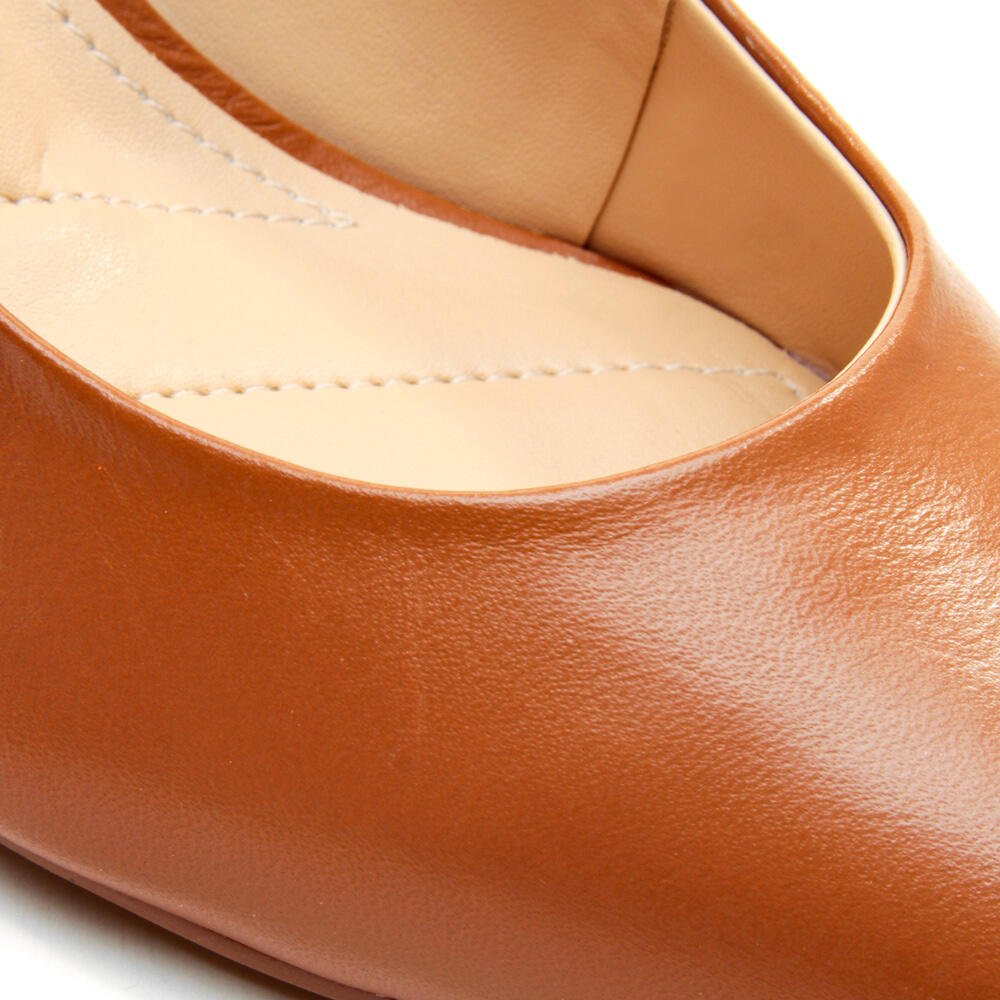 Scarpin Couro Marrom Salto Bloco MÉdio Cecconello 2630001-12 Marrom 5