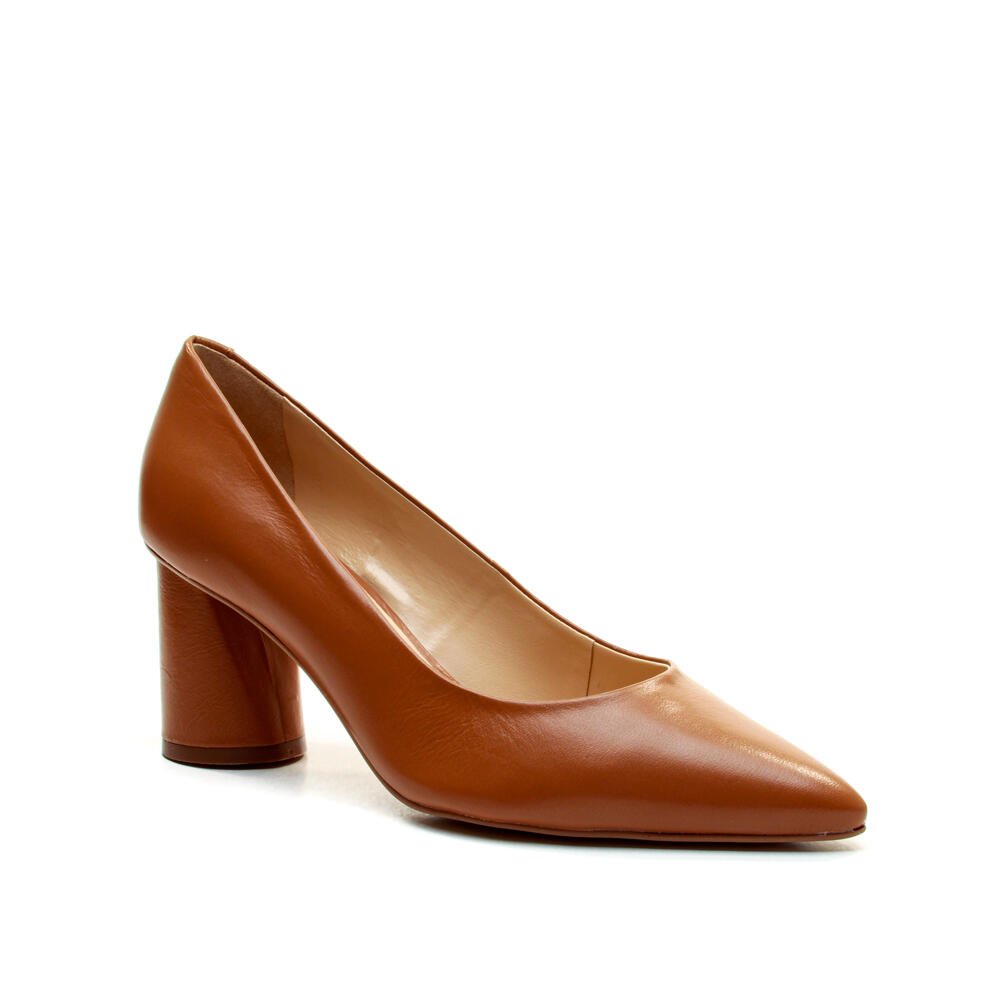 Scarpin Couro Marrom Salto Bloco MÉdio Cecconello 2630001-12 Marrom 2