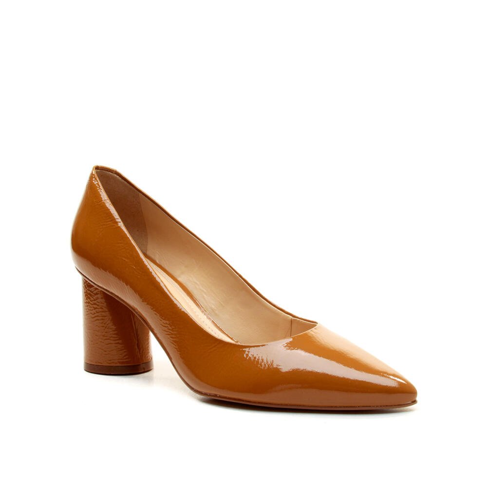 Scarpin Couro Marrom Salto Bloco Médio Cecconello 2630001-13 Marrom 2