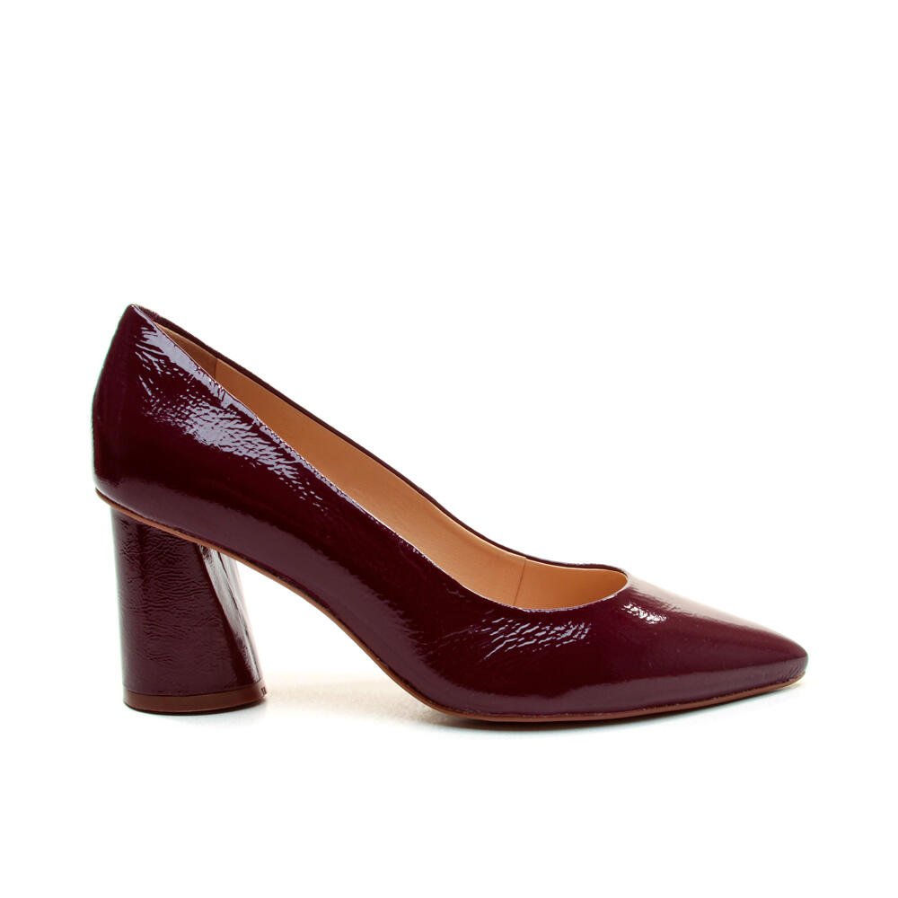 Scarpin Couro Bordô Salto Bloco Médio Cecconello 2630001-14