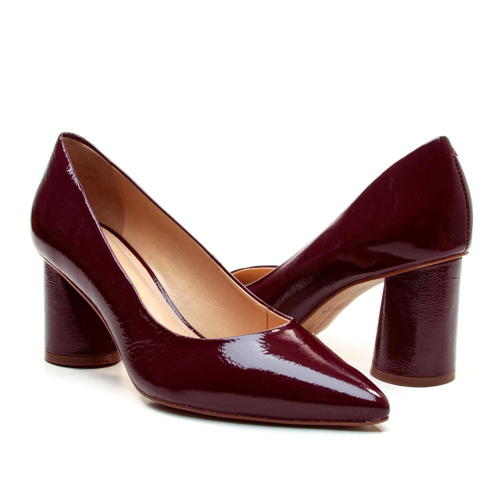 Scarpin Couro Bordô Salto Bloco Médio Cecconello 2630001-14 Bordô 4