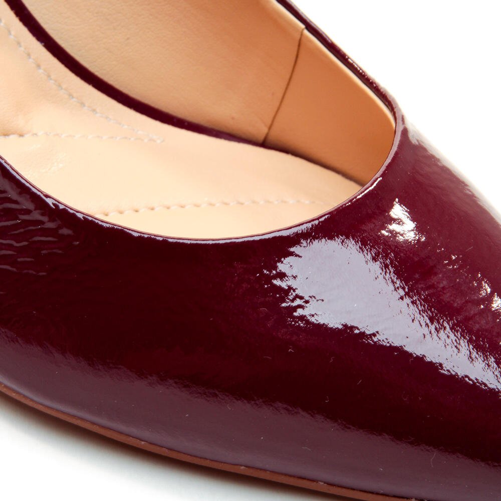 Scarpin Couro Bordô Salto Bloco Médio Cecconello 2630001-14 Bordô 5