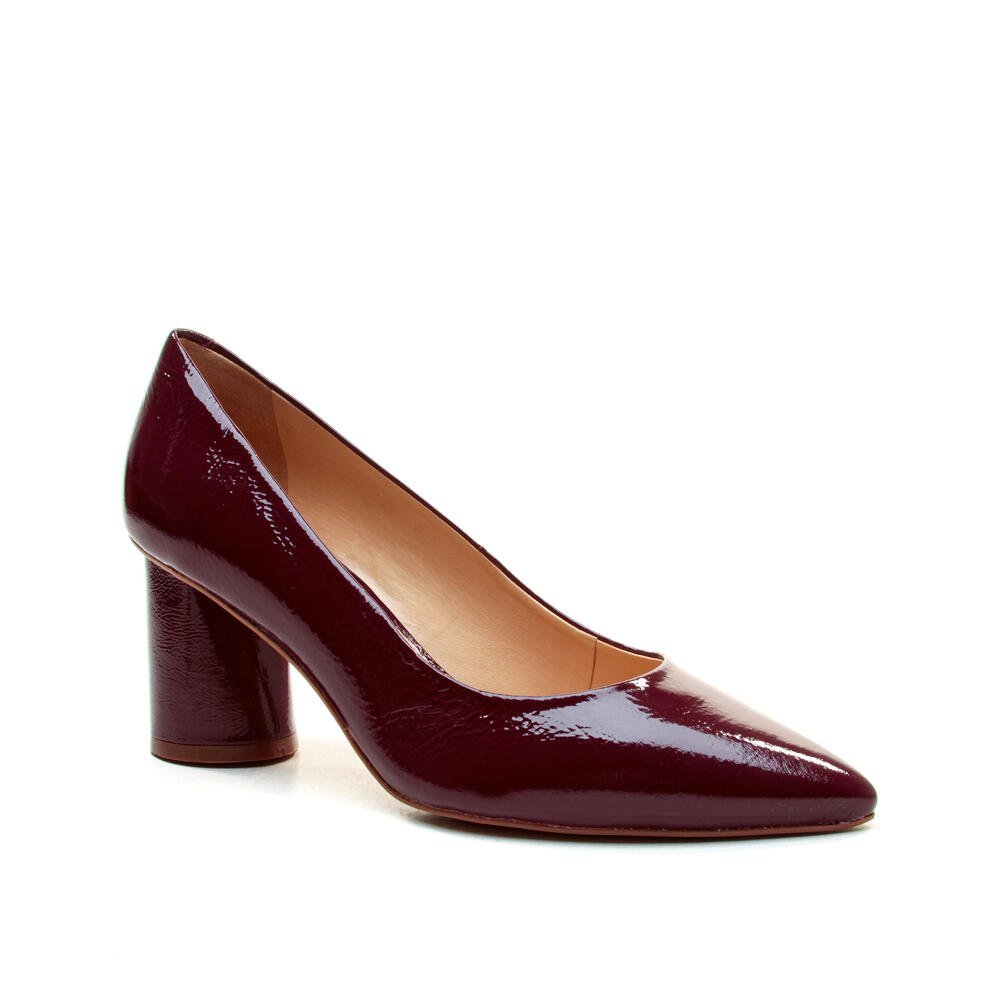 Scarpin Couro Bordô Salto Bloco Médio Cecconello 2630001-14