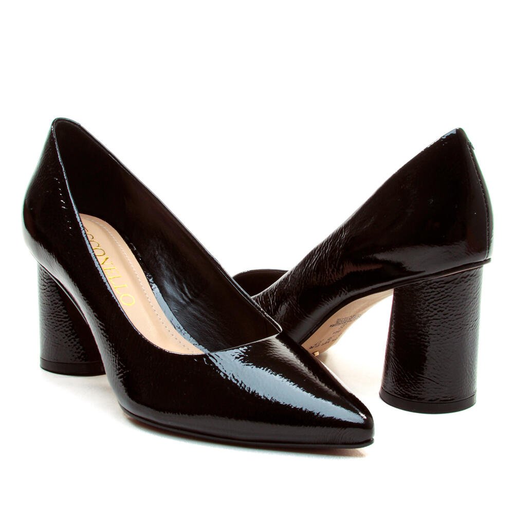 Scarpin Couro Preto Salto Bloco Médio Cecconello 2630001-15 Preto 5