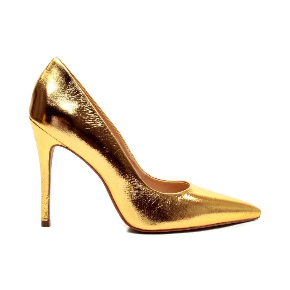 Scarpin Couro Ouro Salto Alto Cecconello 2130008-107