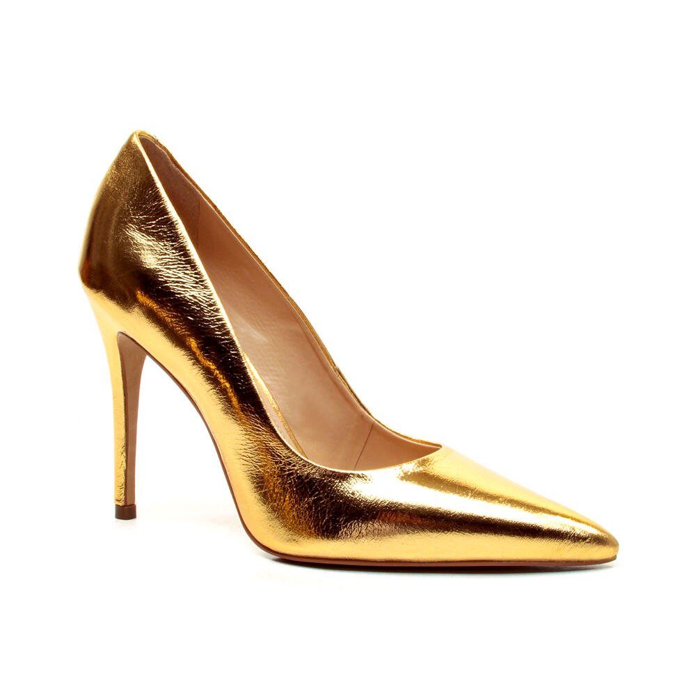 Scarpin Couro Ouro Salto Alto Cecconello 2130008-107 Ouro 2
