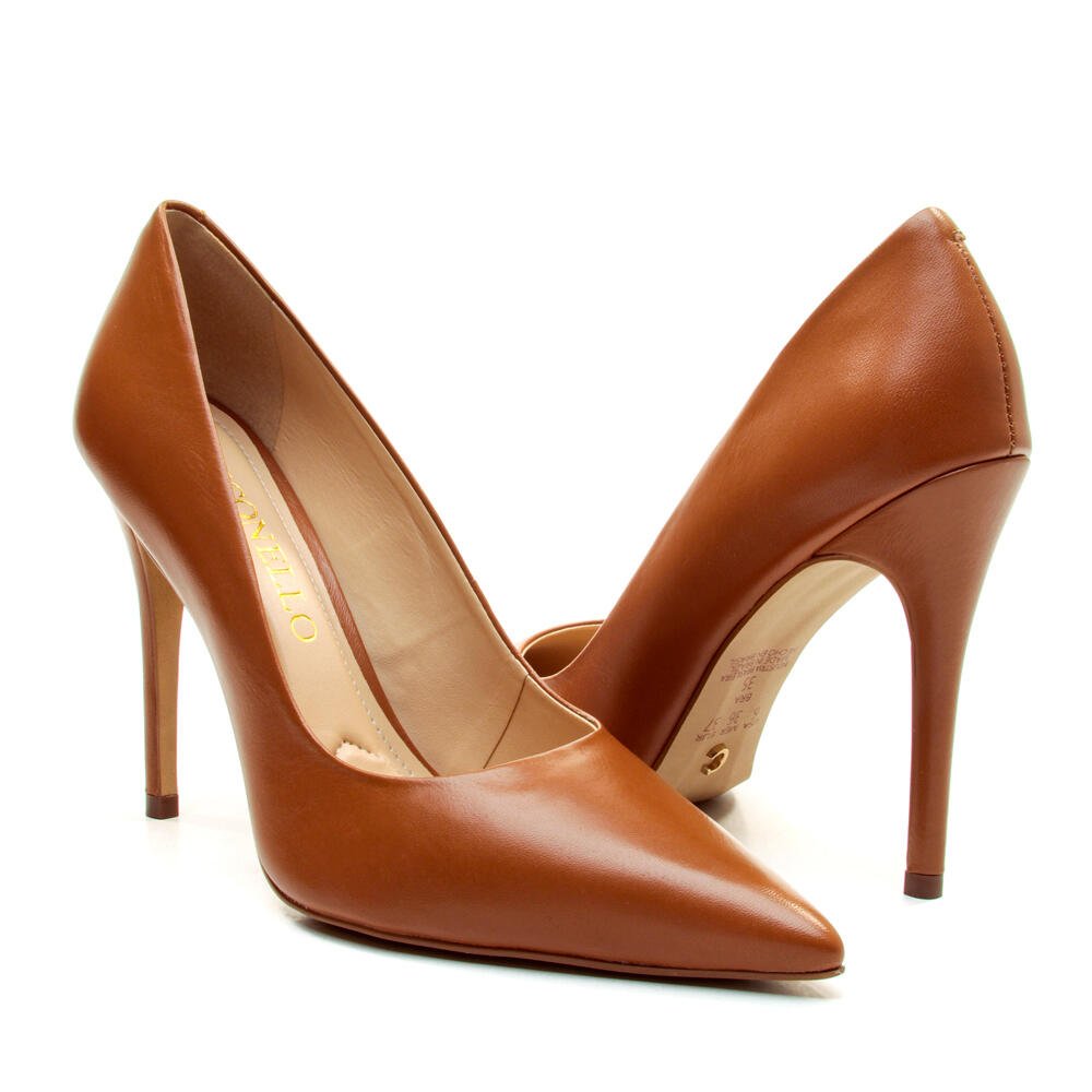Scarpin Couro Marrom Salto Alto Cecconello 2130008-109 Marrom 4