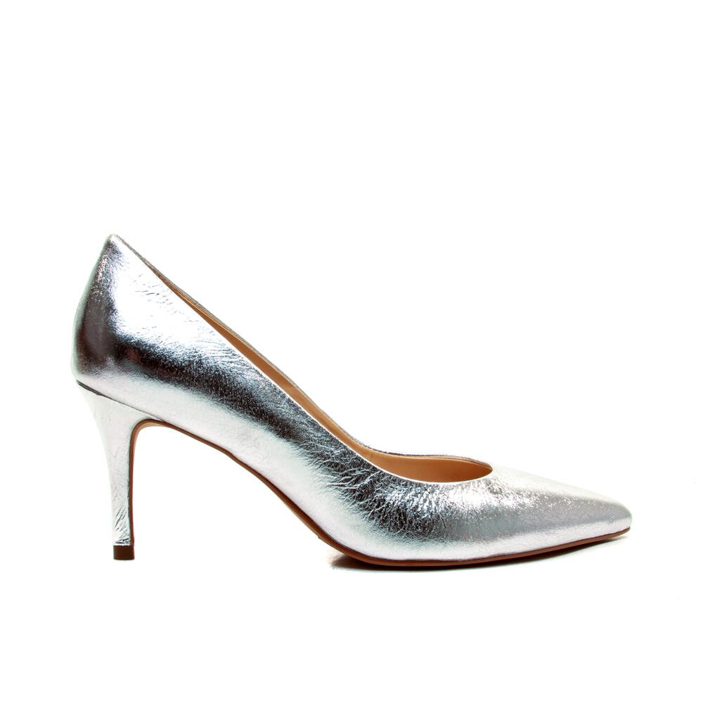 Scarpin Couro Prata Salto Médio Cecconello 2399001-36