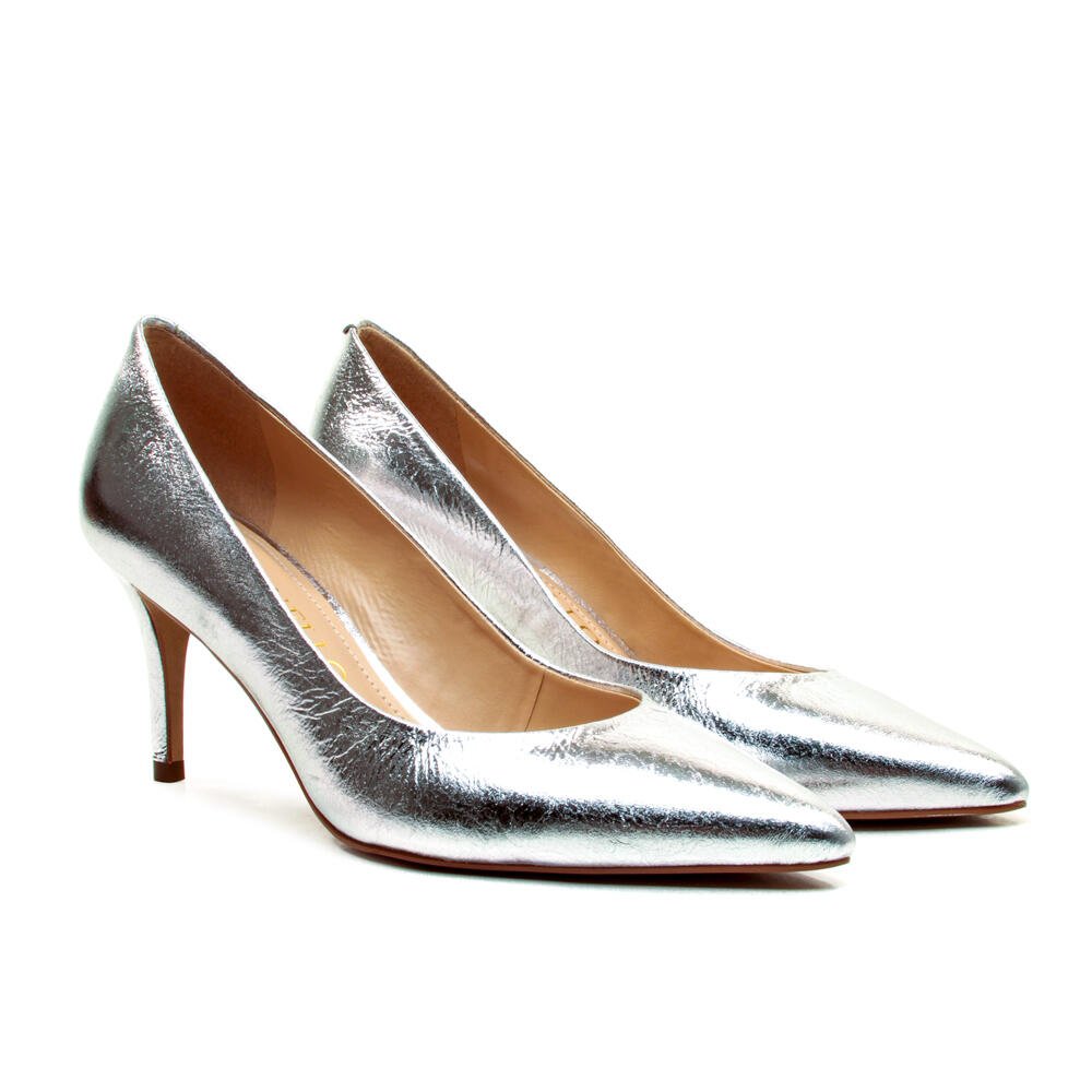 Scarpin Couro Prata Salto Médio Cecconello 2399001-36 Prata 4