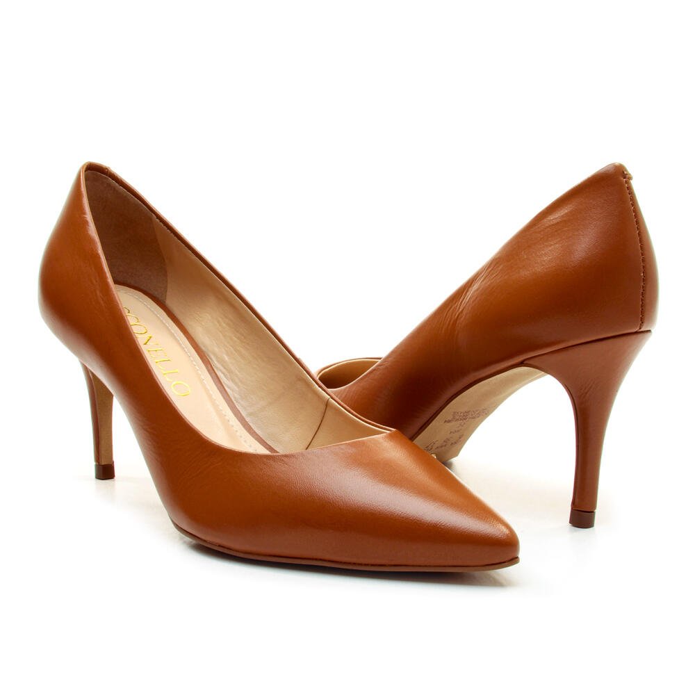 Scarpin Couro Marrom Salto MÉdio Cecconello 2399001-37 Marrom 4