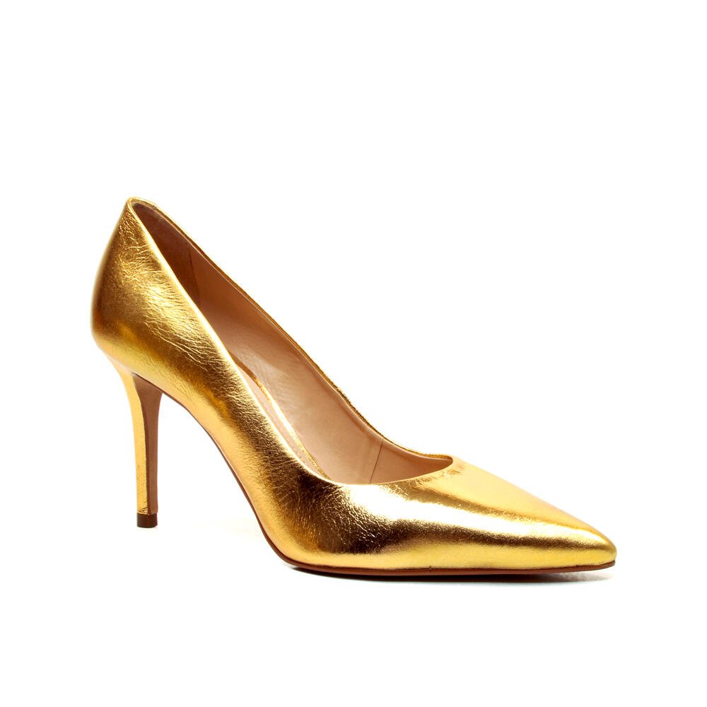 Scarpin Couro Ouro Salto Alto Cecconello 2440001-5 Ouro 2