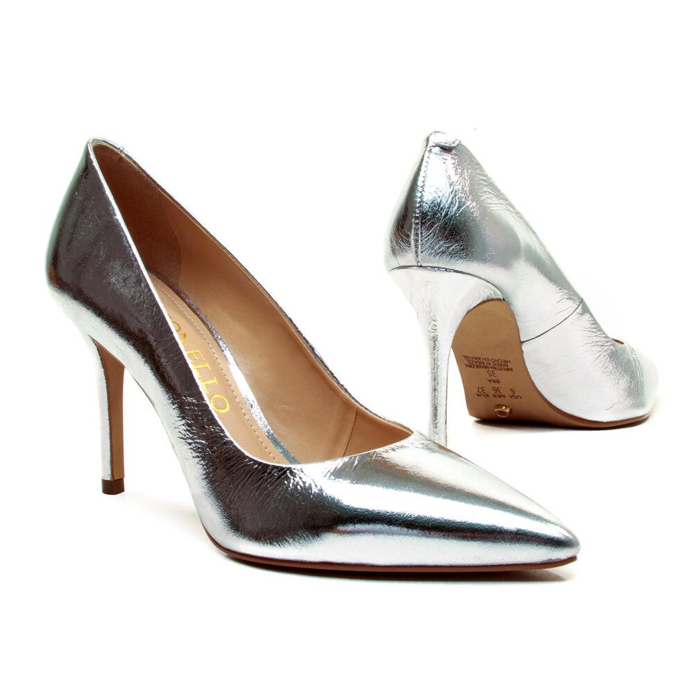 Scarpin Couro Prata Salto Alto Cecconello 2440001-6 Prata 5
