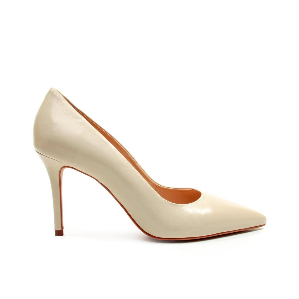 Scarpin Couro Off White Salto Alto Cecconello 2440001-7