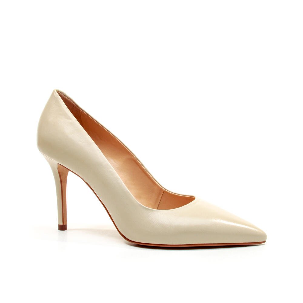 Scarpin Couro Off White Salto Alto Cecconello 2440001-7 Off White 2