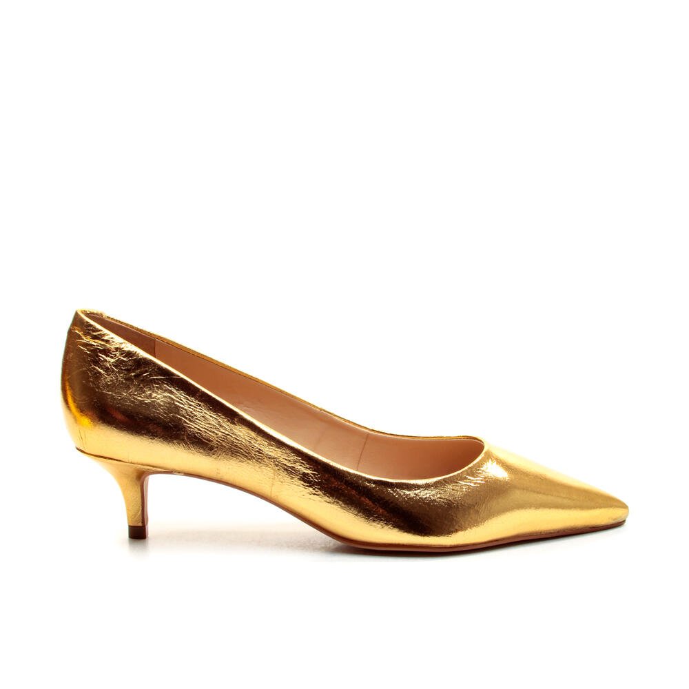 Scarpin Couro Ouro Salto Baixo Cecconello 2629001-11