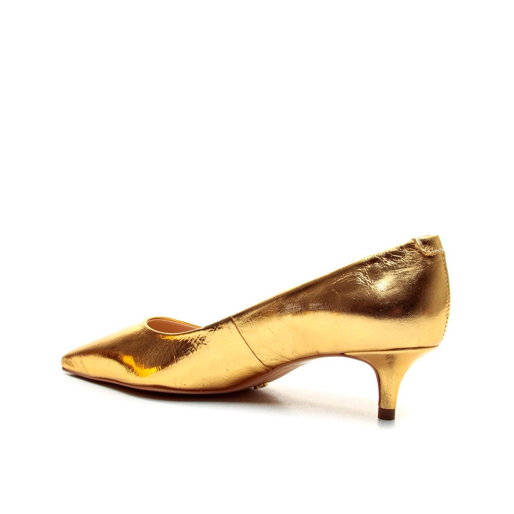 Scarpin Couro Ouro Salto Baixo Cecconello 2629001-11 Ouro 3