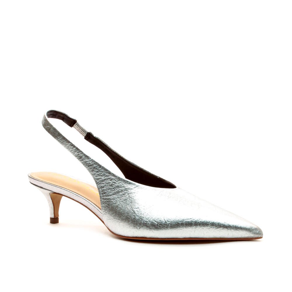 Slingback Couro Prata Salto Baixo Cecconello 2629002-4 Prata 3
