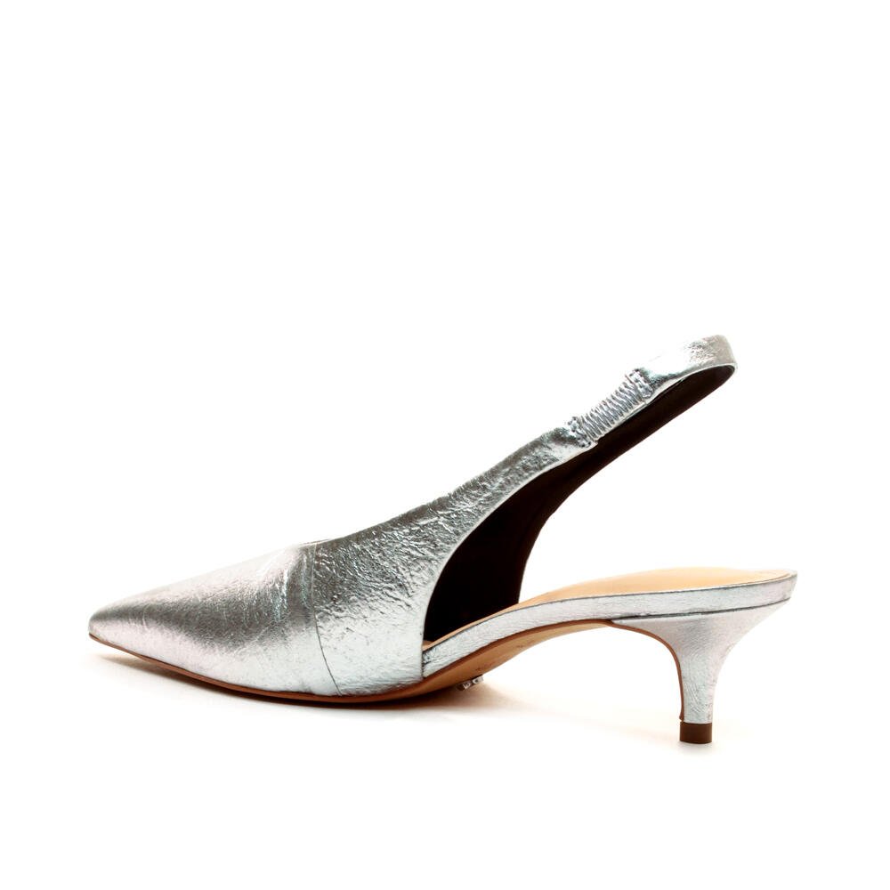 Slingback Couro Prata Salto Baixo Cecconello 2629002-4 Prata 4