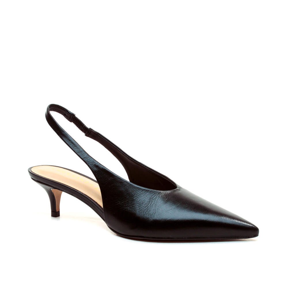 Slingback Couro Preto Salto Baixo Cecconello 2629002-9 Preto 2