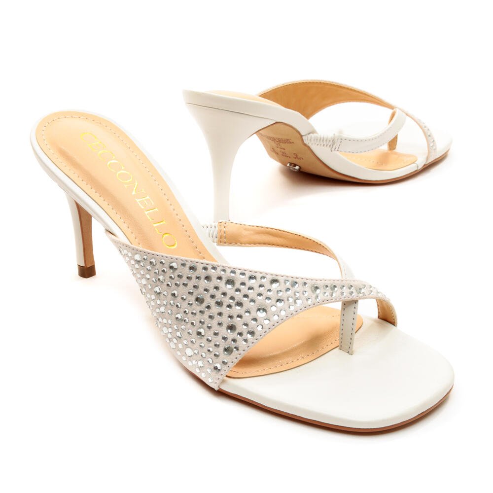 Tamanco de Couro Branco Salto Médio Cecconello Branco 5